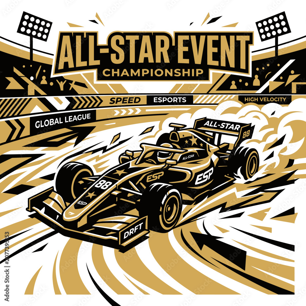 Obraz premium Exciting Formula One Racing Championship All-Star Event Digital Art