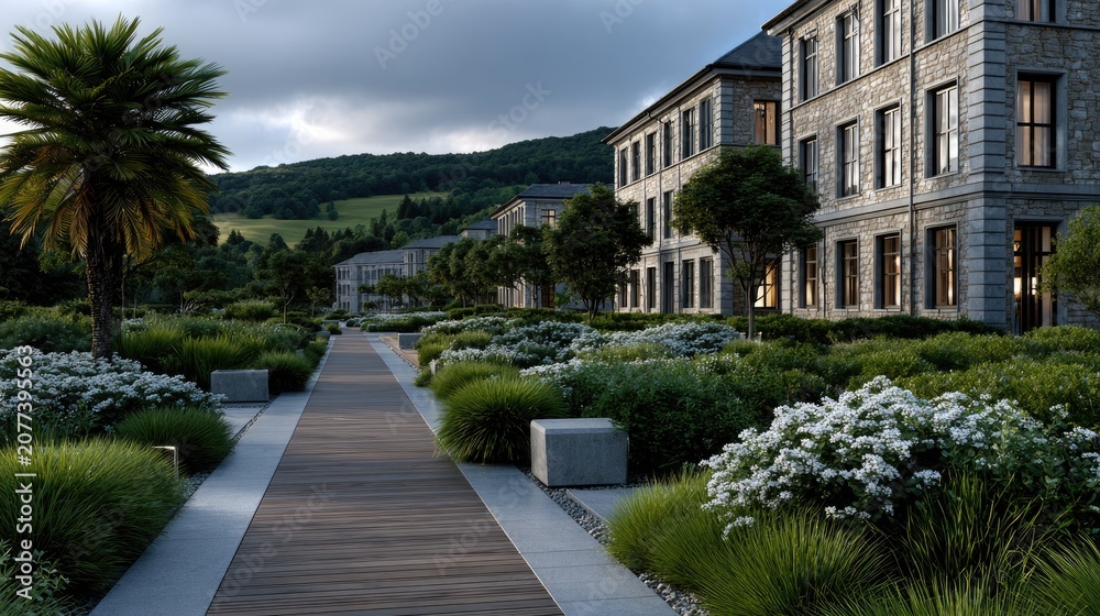 Obraz premium World-class luxury spice estate with organic cumin fields and advanced technology under a morning sun