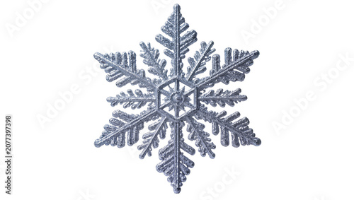 Fényképezés Sparkling silver snowflake ornament with intricate details