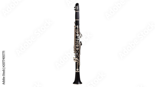 фотографія Black wooden clarinet with silver keys