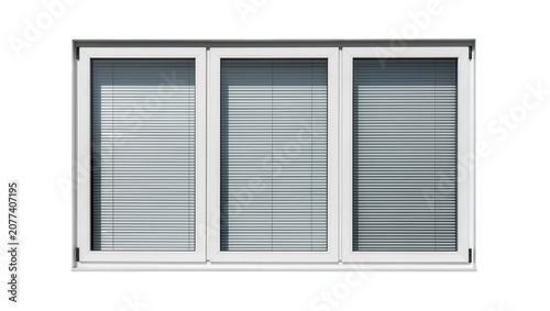 Fotografie Modern white casement window with horizontal blinds