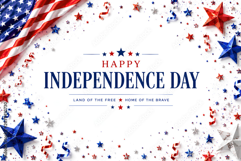 Obraz premium Close up folded American flag lying on cracked asphalt with subtle fireworks reflections and gritty urban texture evoking nightly Independence Day atmosphere