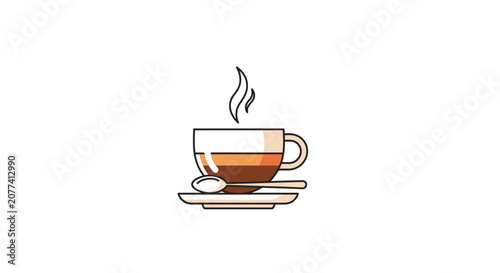 Canvas Print Steaming hot cup of coffee.