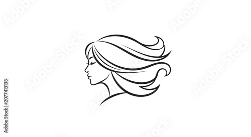Woman Face Profile Hair Flowing.
