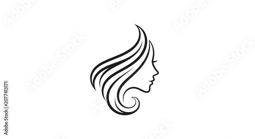 Obraz na plátně Woman face with flowing long hair.