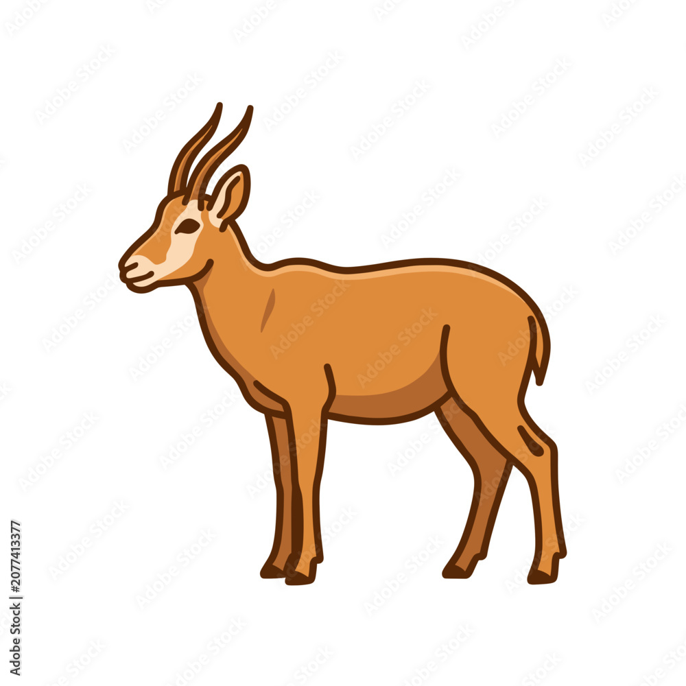 Fototapeta premium Standing Antelope Illustration on White Background