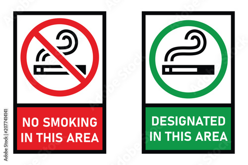 Schilderij op canvas No smoking and designated area restriction prohibition signs