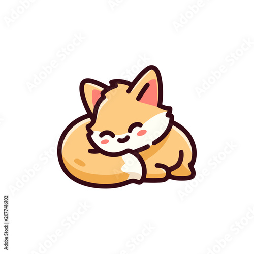 Cute sleeping fox vector illustration