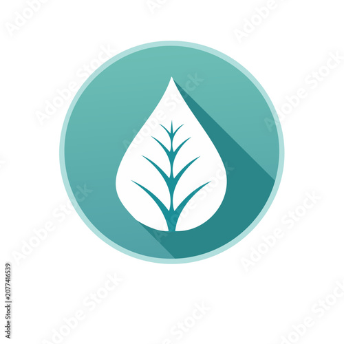 Leaf and Water Drop Flat Icon