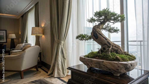 Elegant bonsai in luxury suite