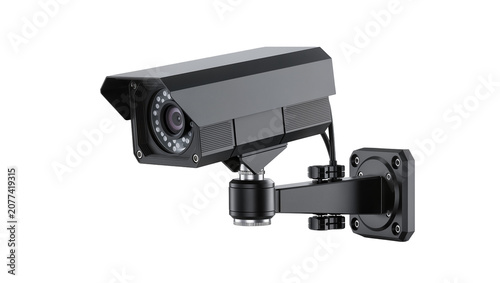 Black security camera with infrared LEDs and adjustable mount