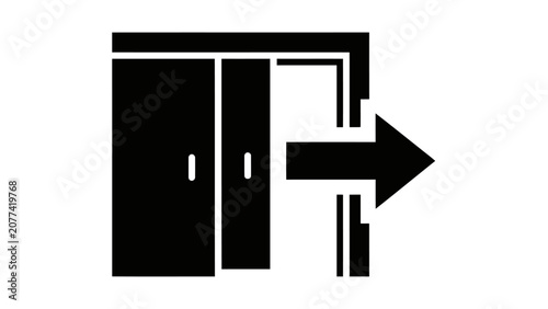 Fotografie Exit Sign with Open Double Doors Icon