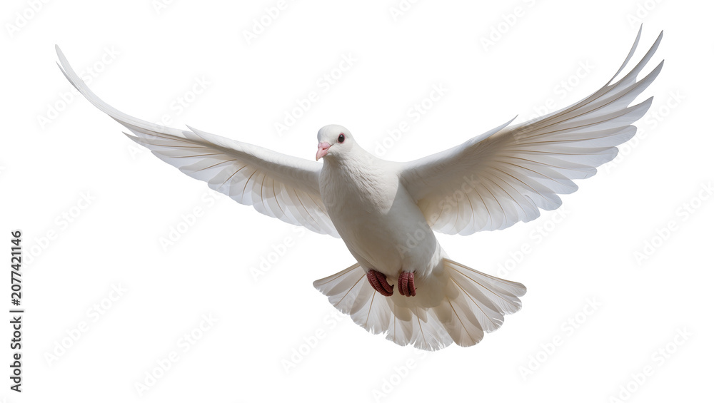 Obraz premium White dove bird in flight with wings spread