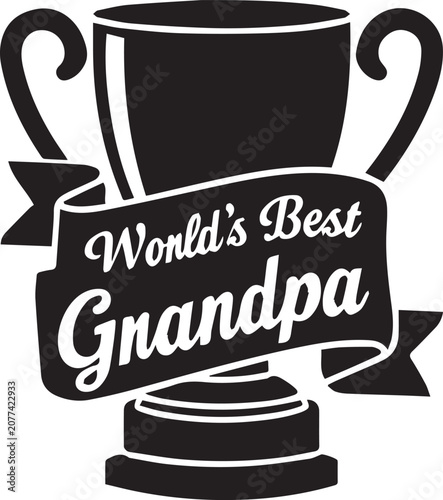 Tablou pe pânză World's Best Grandpa trophy illustration, a black and white graphic design celebrating grandfatherhood and paternal appreciation