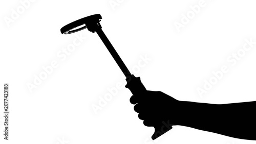 Tableau sur toile Silhouette of a hand holding a handheld mosquito electric zapper racket