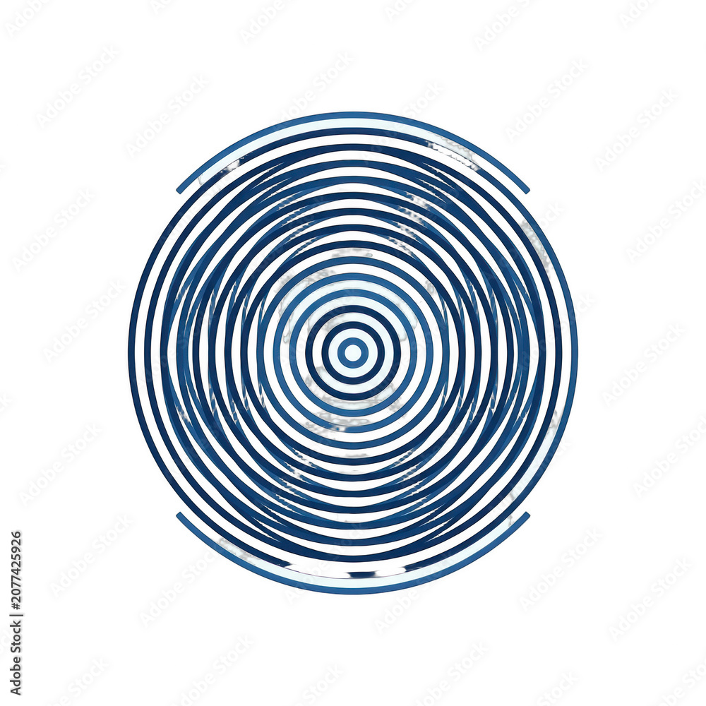 Fototapeta premium Abstract blue circular ring pattern on black background
