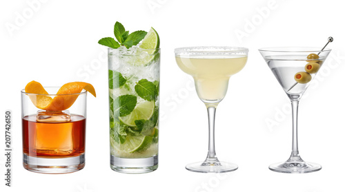 Canvastavla Classic alcoholic cocktails set including mojito and martini