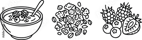 Set of 3 Wedding and Celebration Outline Icons Vector