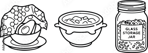 Set of 3 Wedding and Celebration Outline Icons Vector