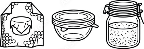 Set of 3 Wedding and Celebration Outline Icons Vector