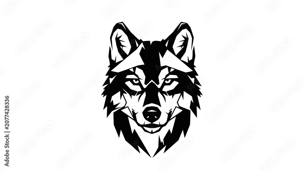 Obraz premium Minimalist Wolf Head Vector Illustration