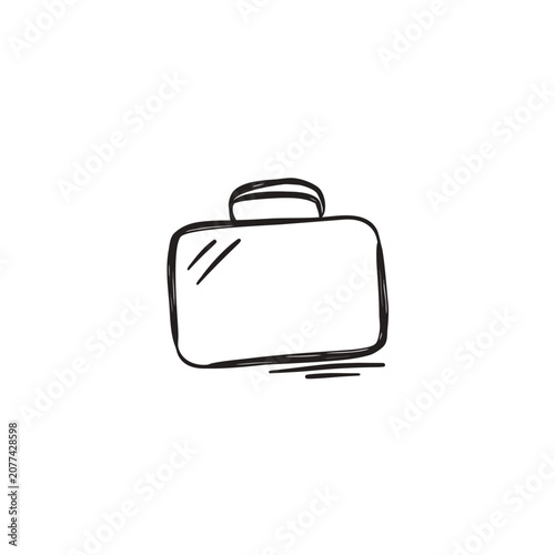 hand drawn doodle icon of a briefcase with simple 6.eps