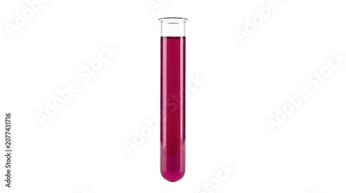 Glass test tube filled with purple liquid isolated on transparent background