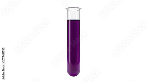 Glass test tube filled with purple liquid isolated on transparent background