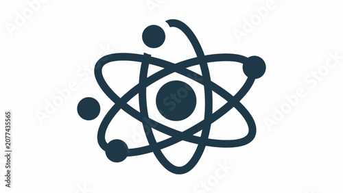 Black atomic model icon with electron orbits.