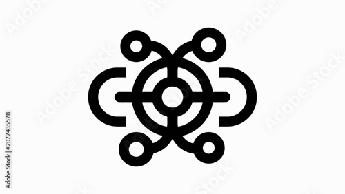 Black circuit board connection logo design.