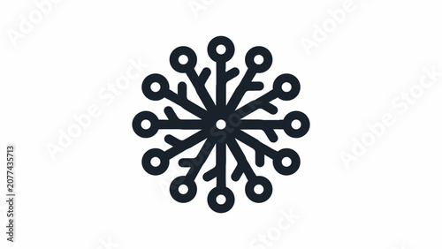 Black electronic circuit board snowflake icon design.