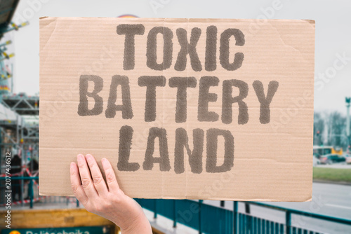 Fotografie "Toxic battery land" Improper disposal contaminates soil and water