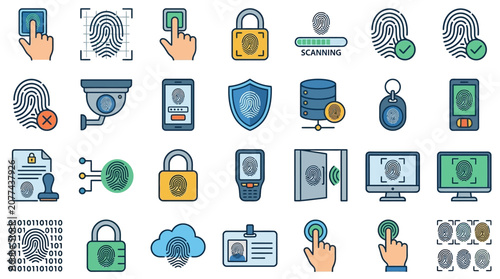 Digital Security Icons and Symbols.