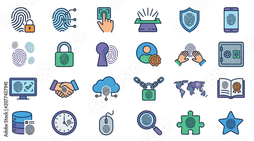 Security and technology icons set.