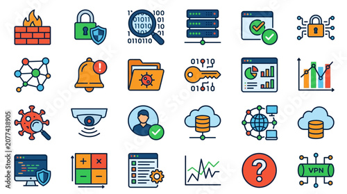 Collection of business and technology icons.