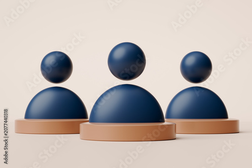 Teamwork concept with abstract navy blue user icons