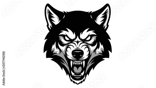 Fotografía Aggressive Wolf Mascot Head Illustration