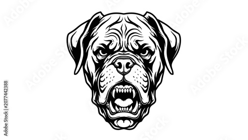 Cuadro en lienzo Aggressive Boxer Dog Head Mascot Logo Vector