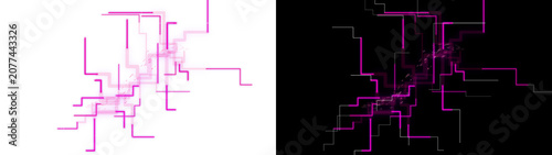 PNG image of Abstract purple circuit board lines, futuristic digital data network paths, glowing neon geometric grid pattern for technology design isolated on Transparent Background