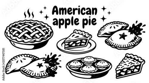 Φωτογραφία American apple pie vector collection isolated for traditional desserts, bakery products, holiday meals, and classic American cuisine concepts