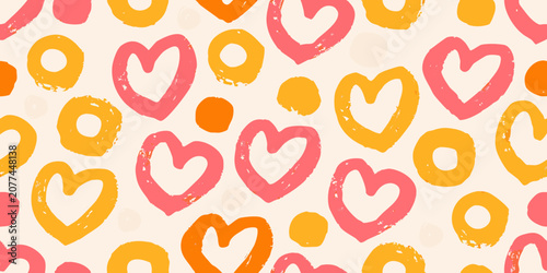 Pastel Hearts Pattern Seamless Repeat Soft Background