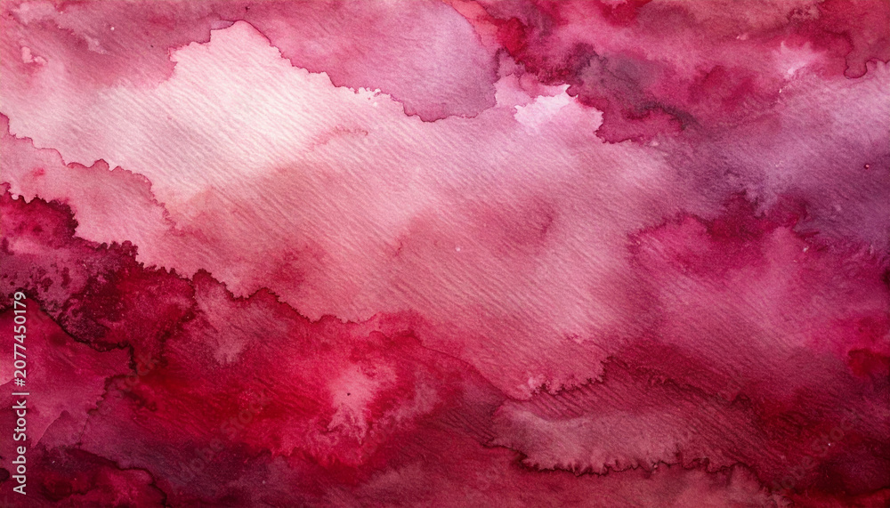 Fototapeta premium Burgundy watercolor wash abstract background texture paper fiber artistic backdrop topaz tone dreamy mood