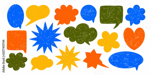 Foto Colorful speech bubbles and talk balloons crayon style vector illustration