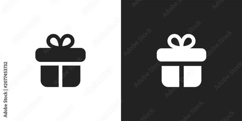 Fototapeta premium Solid Gift Box Icon. Minimalist Symbol for Present, Bonus, Birthday, and Celebration. 