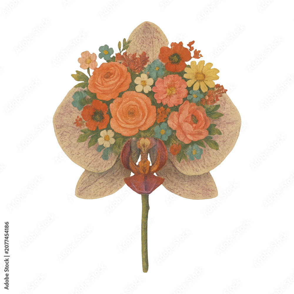 Fototapeta premium PNG Vintage floral bouquet illustration