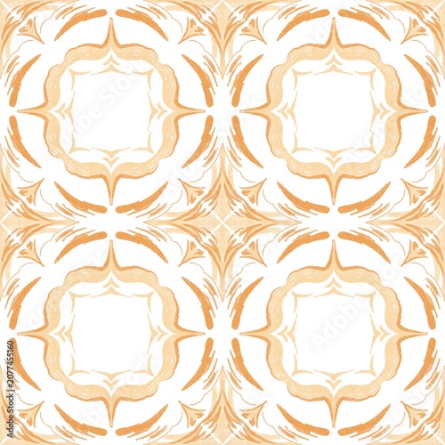 Mandala seamless pattern orange ethnic handdrawn tile background