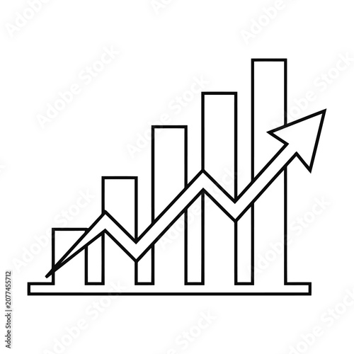 Rising Bar Chart with Upward Arrow Line | Business Growth, Financial Analytics & Market Trend Icon