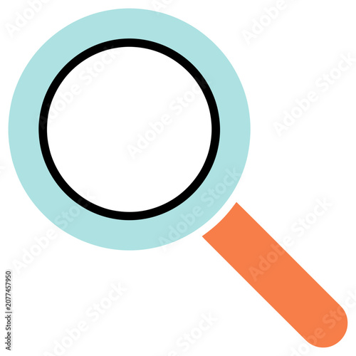 Flat magnifying glass icon with orange handle