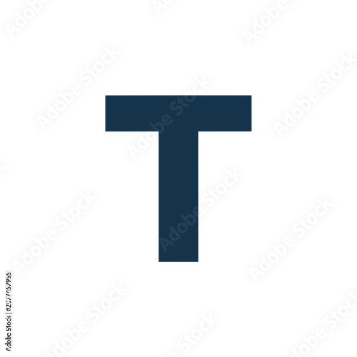 Flat navy blue letter T vector icon