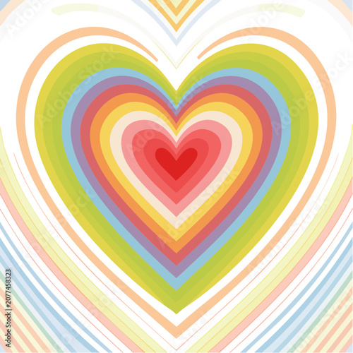 Rainbow concentric heart vector illustration
